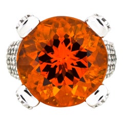 29.09 Carat 14 Karat White Gold Citrine Diamond Statement Ring