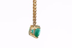 2.90ct 14K Cushion Colombian Emerald East to West Necklace