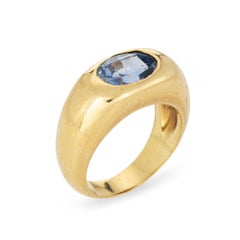 2.90ct Ceylon No Heat Sapphire Ring CERT 18k Gold Sz 6.25 Wide Band Vintage