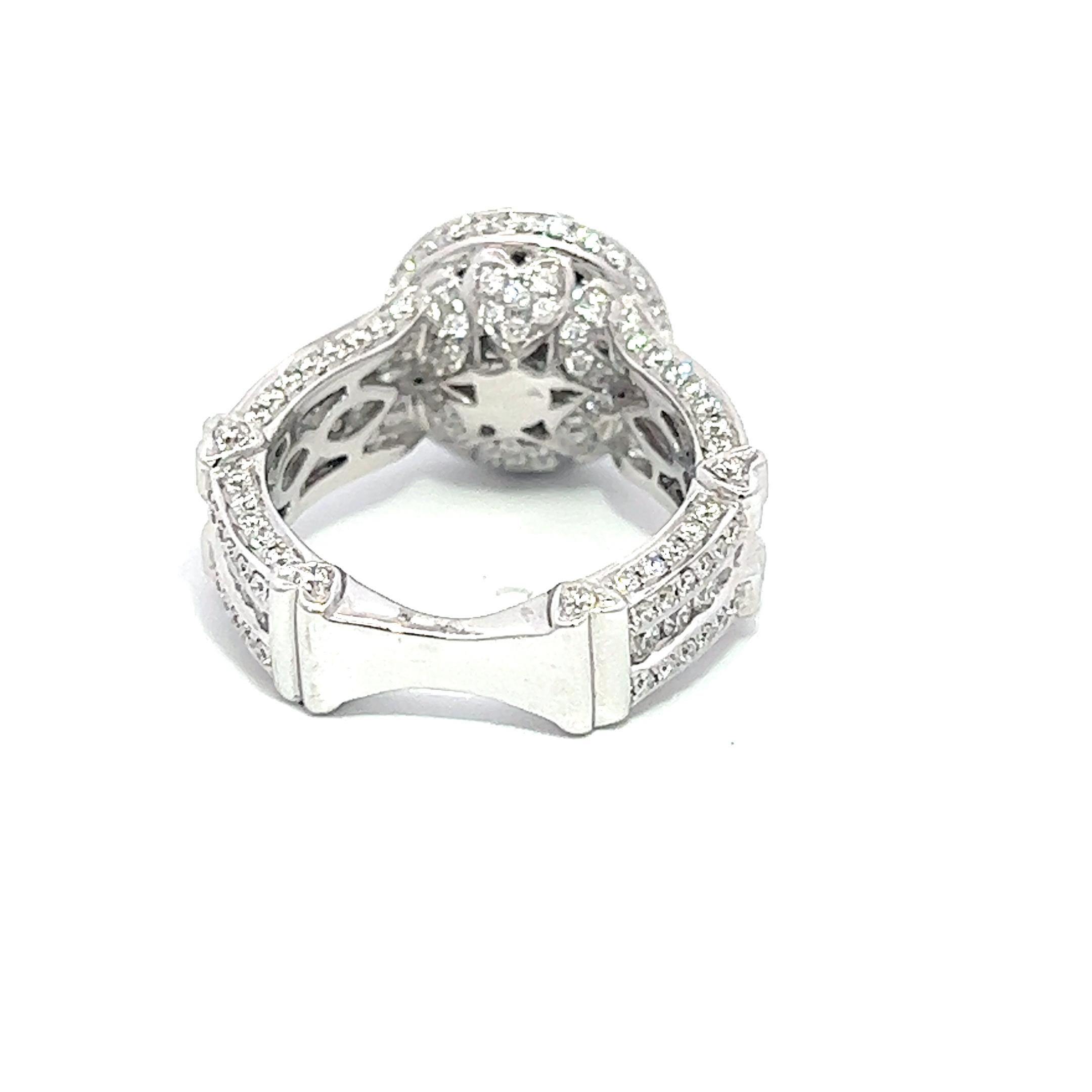 Round Cut 2.90CT Natural Diamonds Engagement Ring Set in 18k white gold For Sale