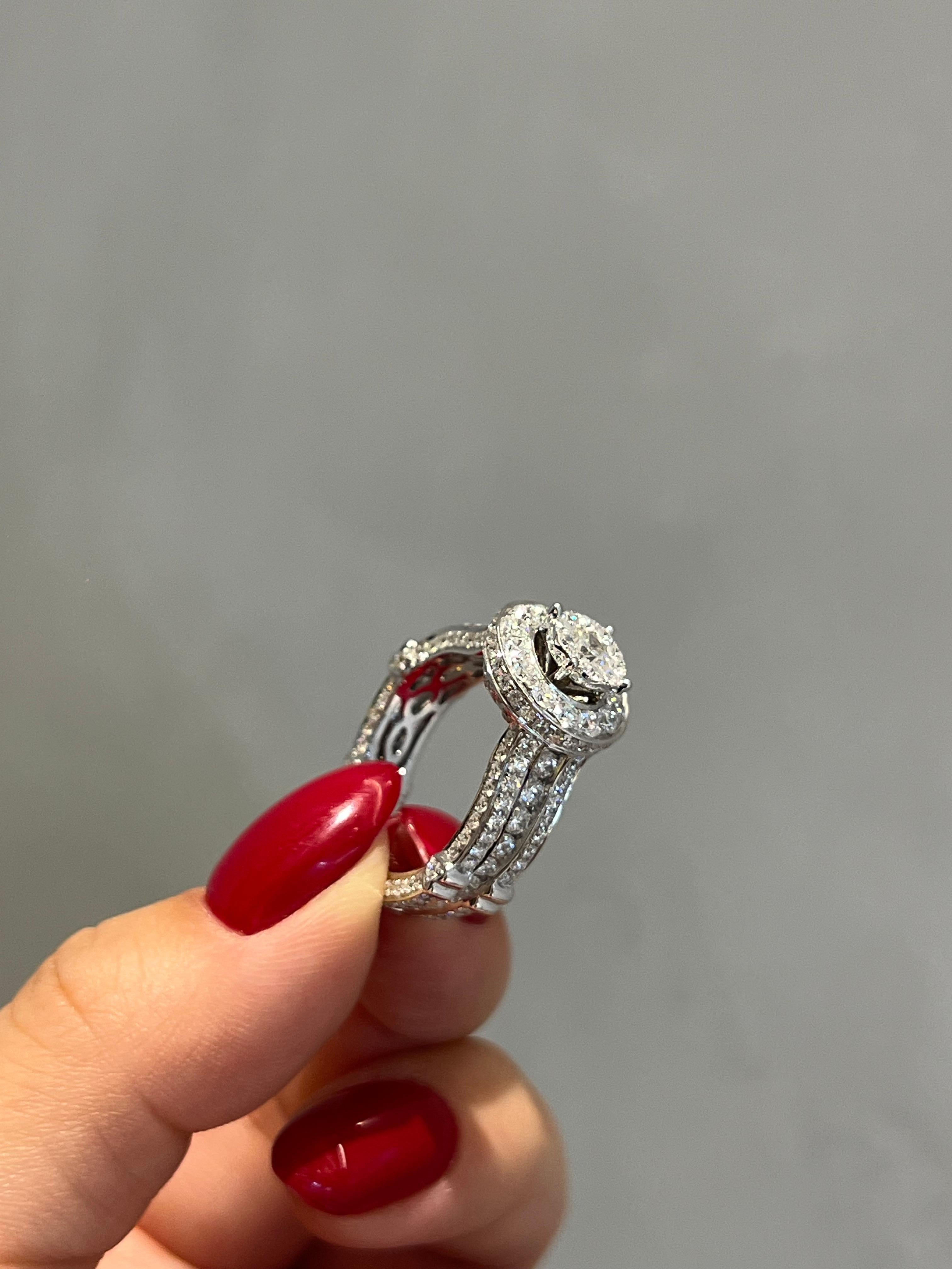 2.90CT Natural Diamonds Engagement Ring Set in 18k white gold For Sale 1