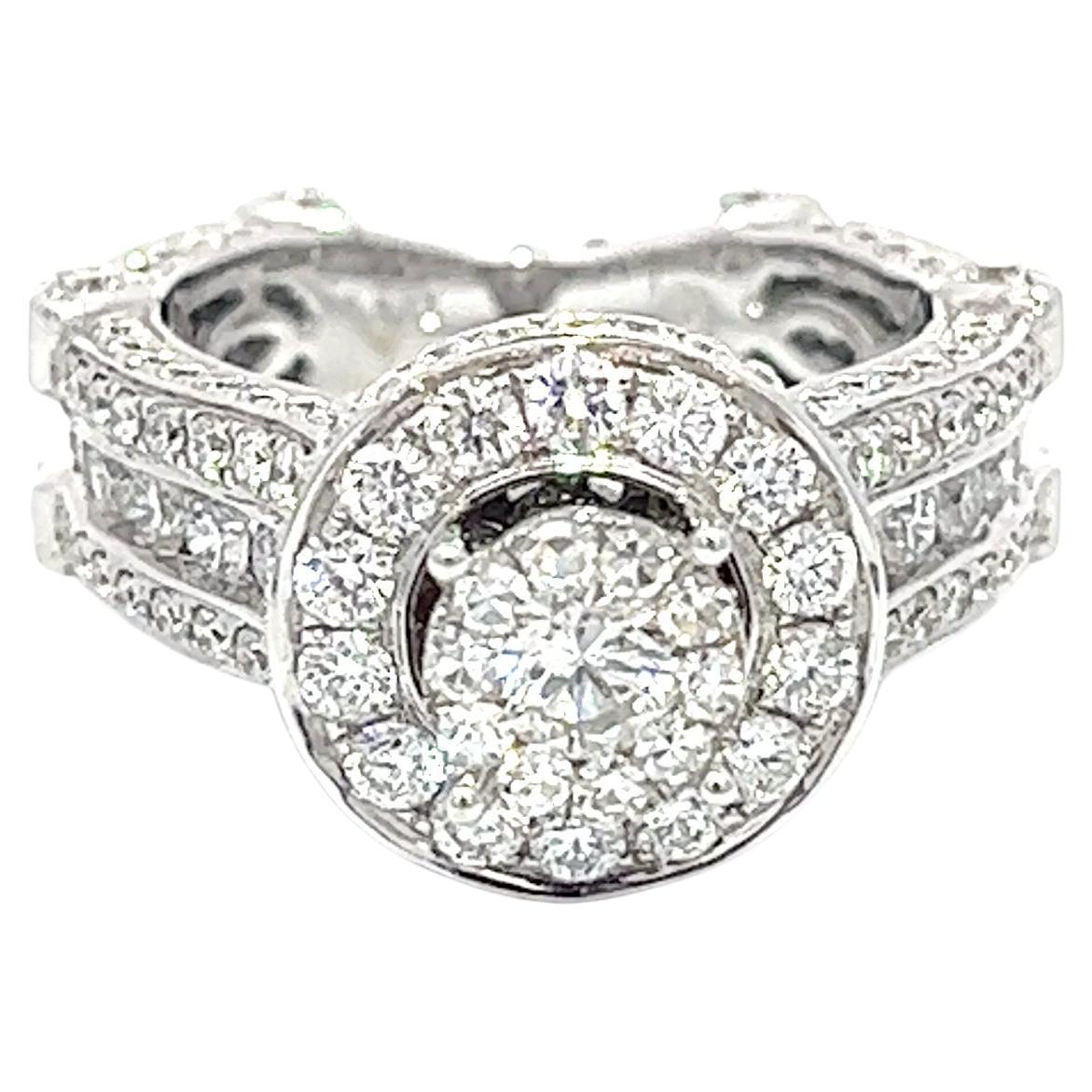 2.90CT Natural Diamonds Engagement Ring Set in 18k white gold For Sale
