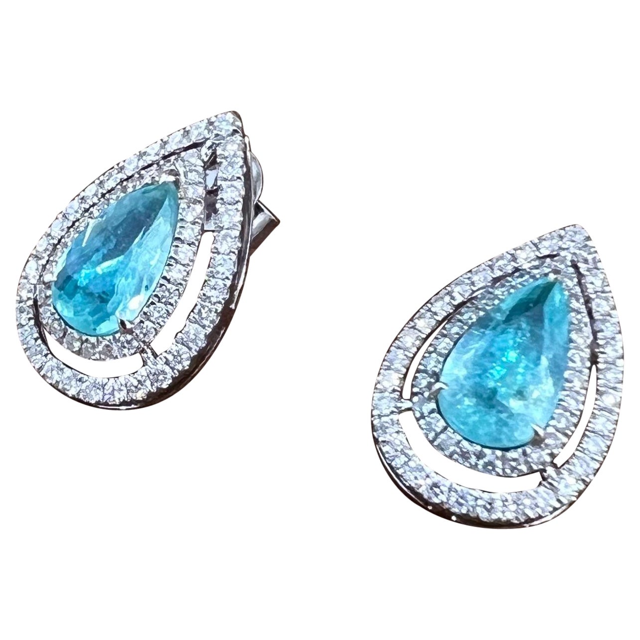 2.90ct NATURAL PARAIBA TOURMALINE WITH DIAMONDS Earrings