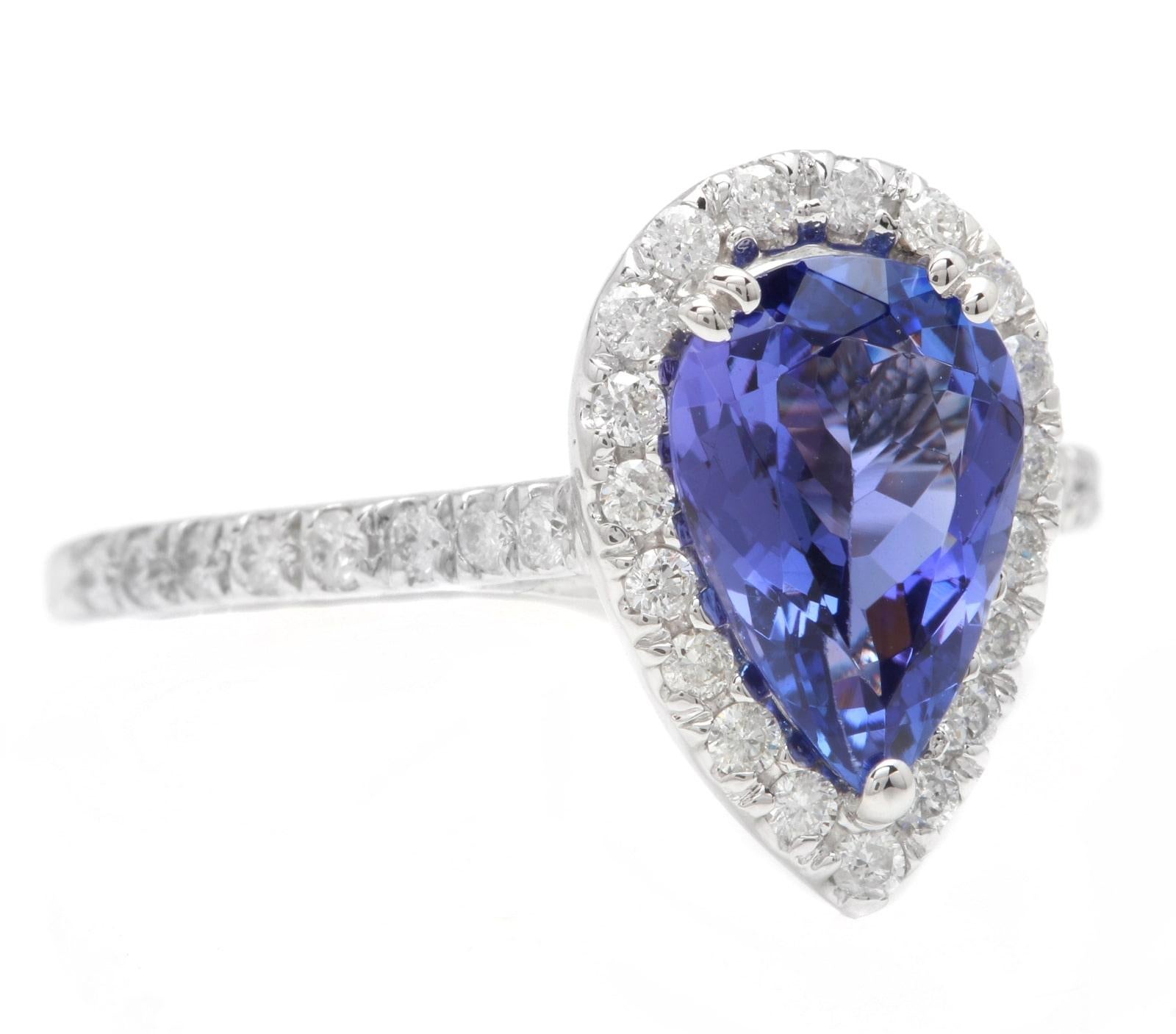 2.90 Carats Natural Very Nice Looking Tanzanite and Diamond 14K Solid White Gold Ring

Suggested Replacement Value:  $5,800.00

Total Natural Pear Shaped Tanzanite Weight is: Approx. 2.50 Carats 

Tanzanite Measures: Approx. 10.50 x 7.00mm
 
Natural