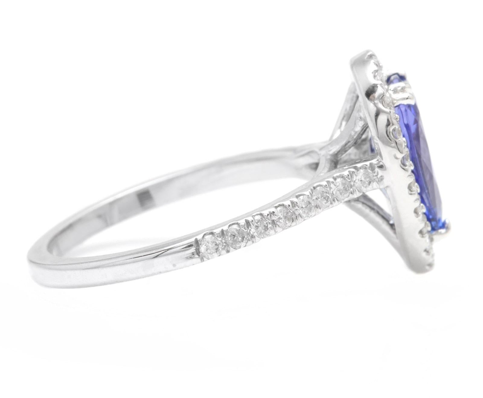 Mixed Cut 2.90Ct Natural Very Nice Looking Tanzanite and Diamond 14K Solid White Gold Ring For Sale