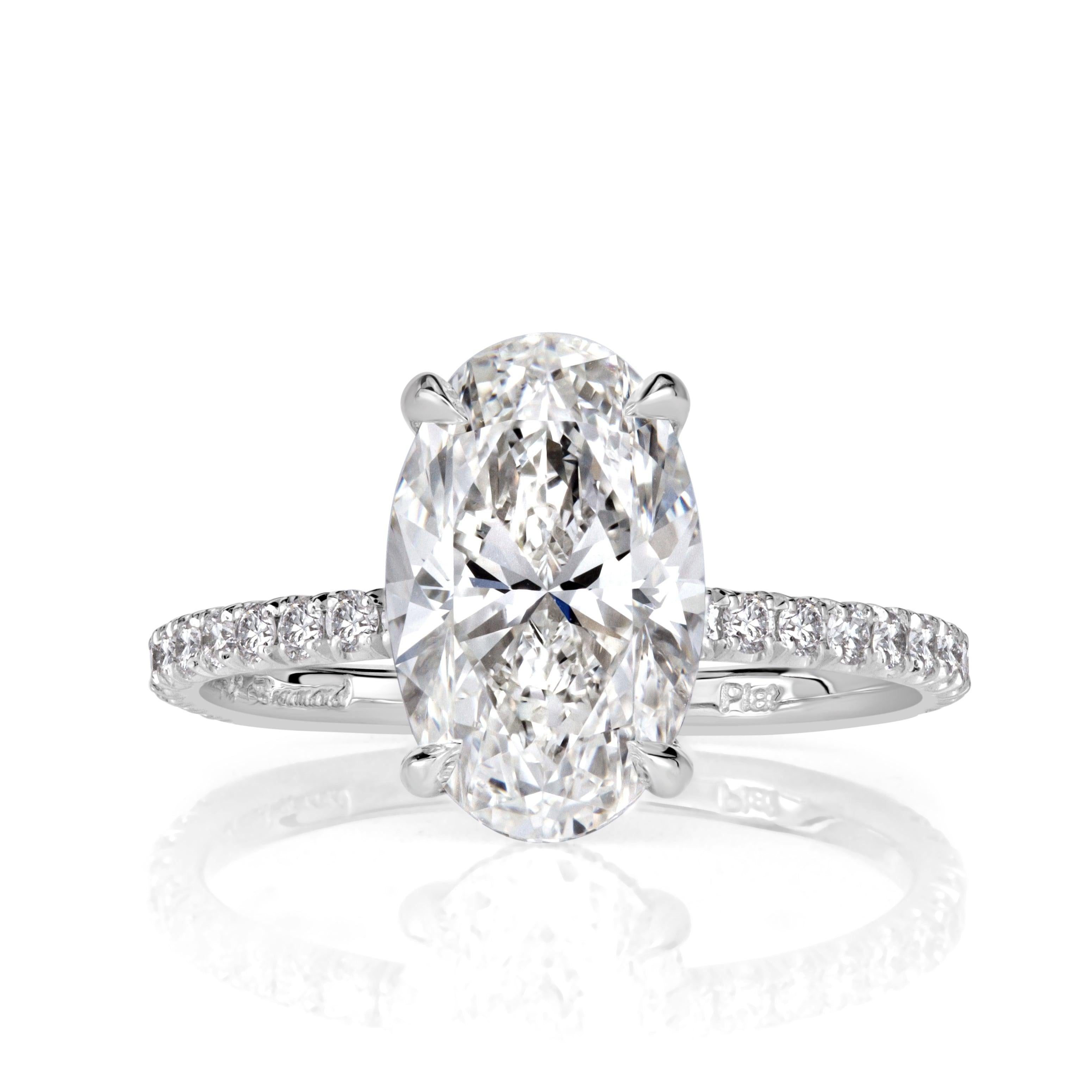 2.90ct Oval Cut Diamond Engagement Ring in Platinum For Sale