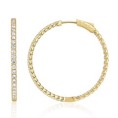 Pendientes de aro de diamantes talla brillante redondos 2.90 ct