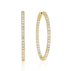 2.90ct Round Brilliant Cut Diamond Hoop Earrings