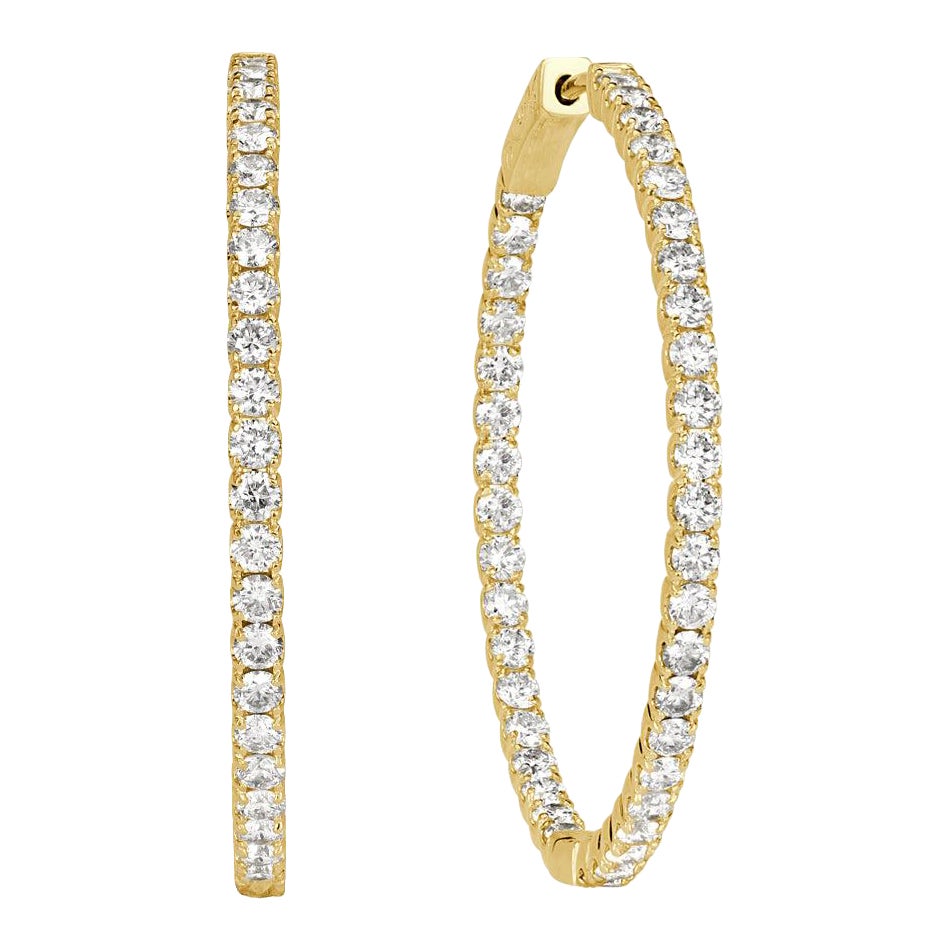 2.90ct Round Brilliant Cut Diamond Hoop Earrings