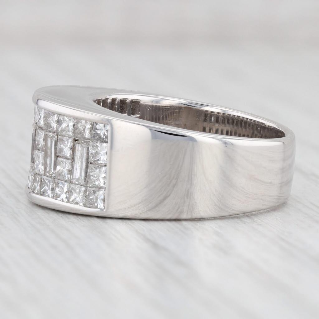 2.90ctw Diamond High Dome Ring 18k White Gold Size 7 Cocktail Band In Good Condition For Sale In McLeansville, NC