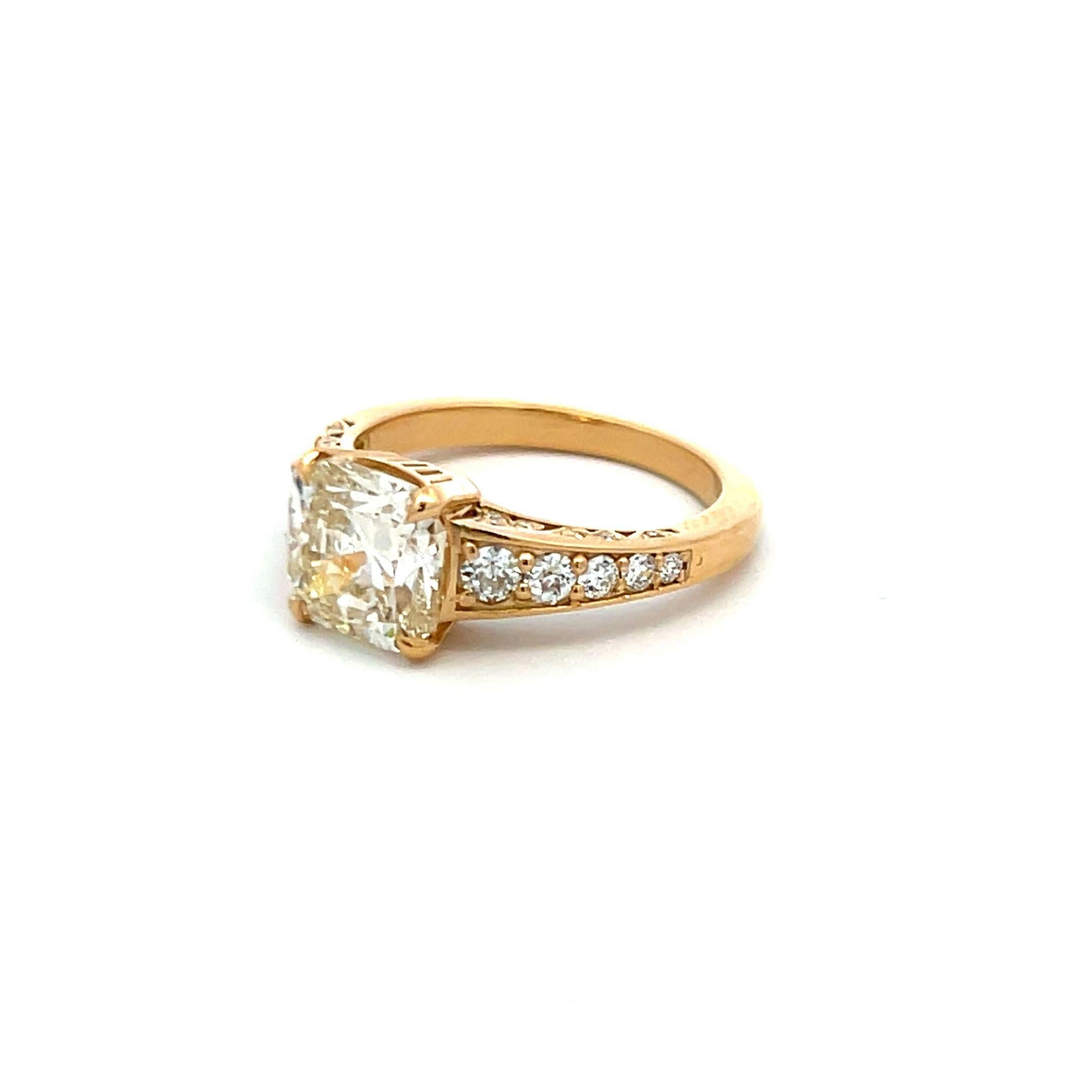 Old Mine Cut 2.91 Carat Old Miner Cut and Old European Diamond 18K YG Engagement Ring For Sale