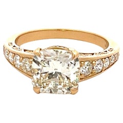 Anillo de compromiso de 2,91 quilates con talla de minero antiguo y diamante europeo antiguo 18K YG