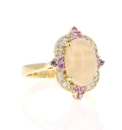 2,91 Karat Opal Diamantring aus 18 Karat Gelbgold