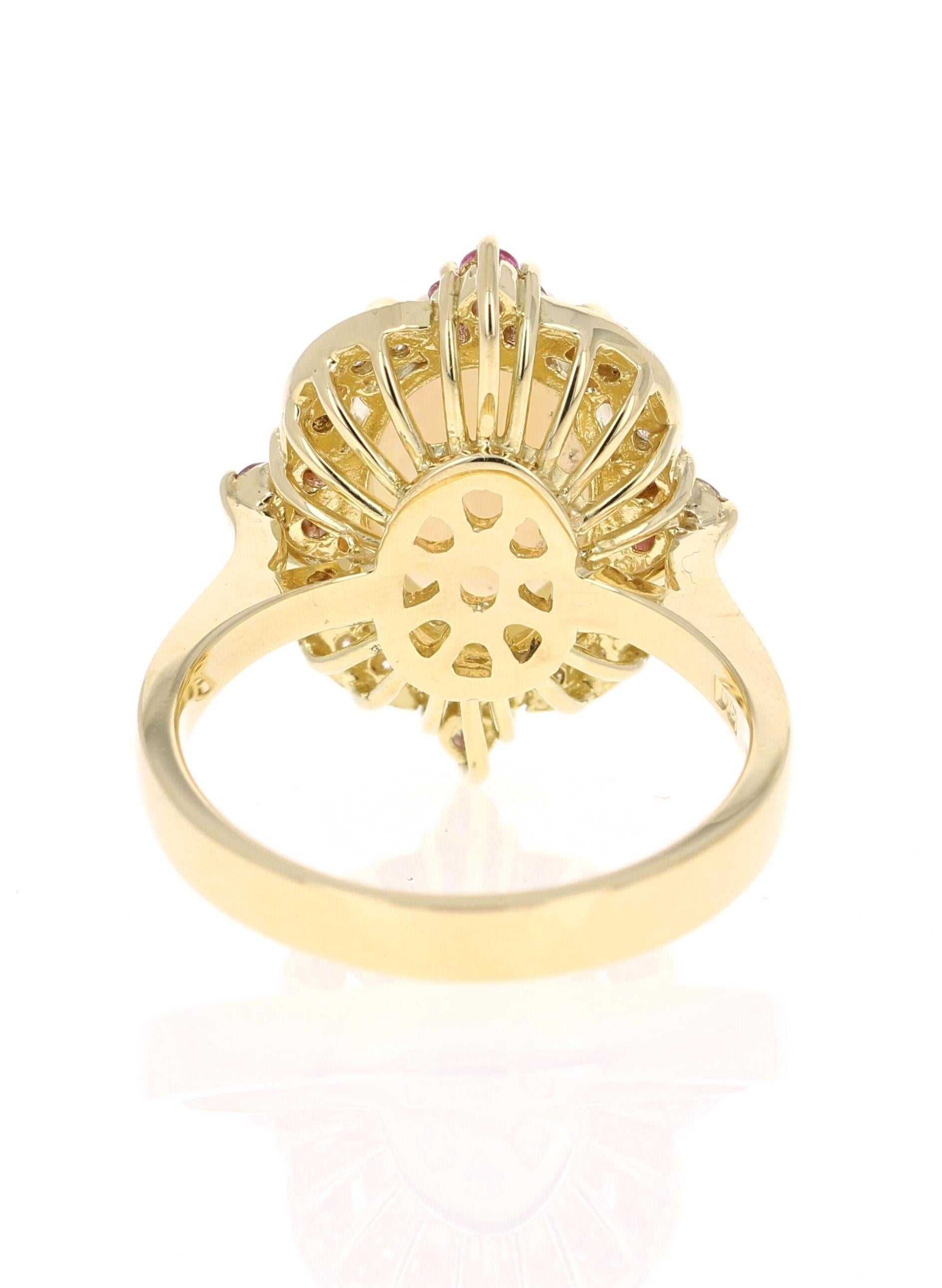 Oval Cut 2.91 Carat Opal Diamond 18 Karat Yellow Gold Ring For Sale