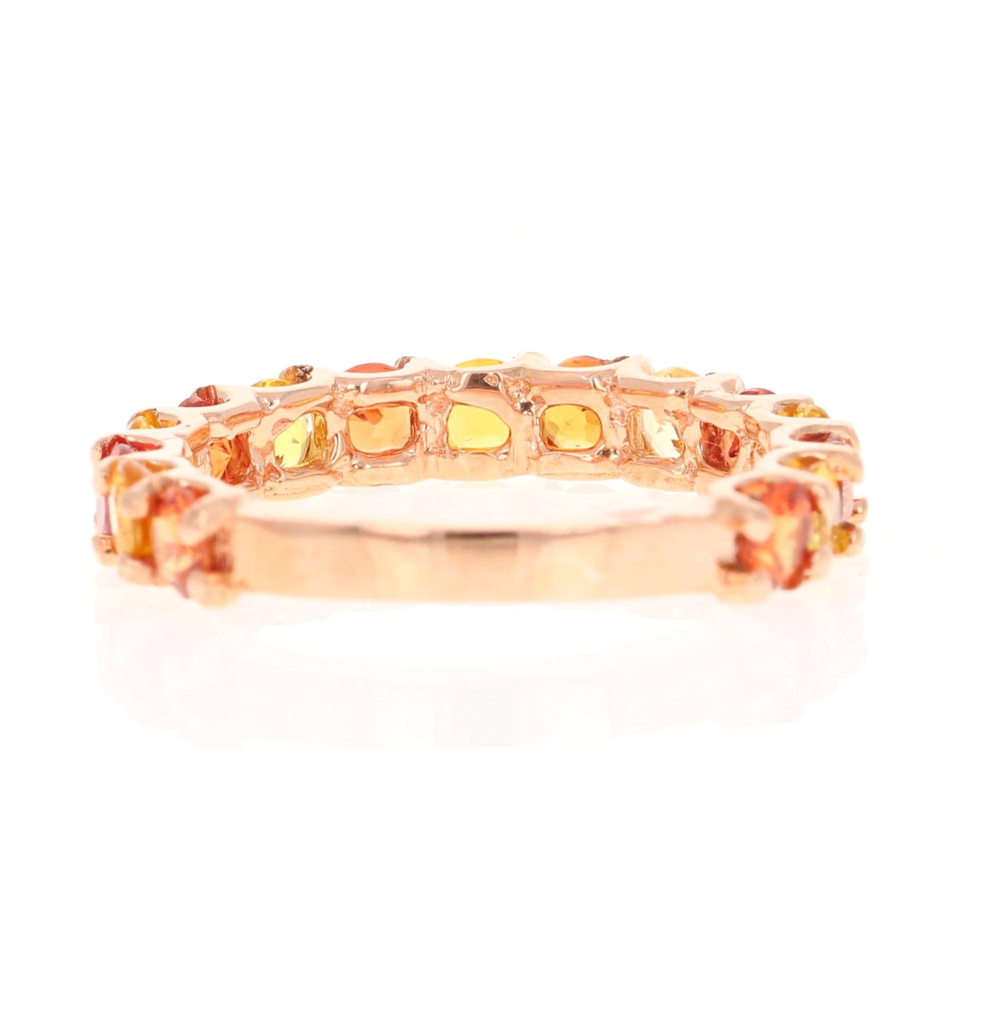 2,91 Karat Saphir-Diamant-Roségoldband (Rundschliff) im Angebot