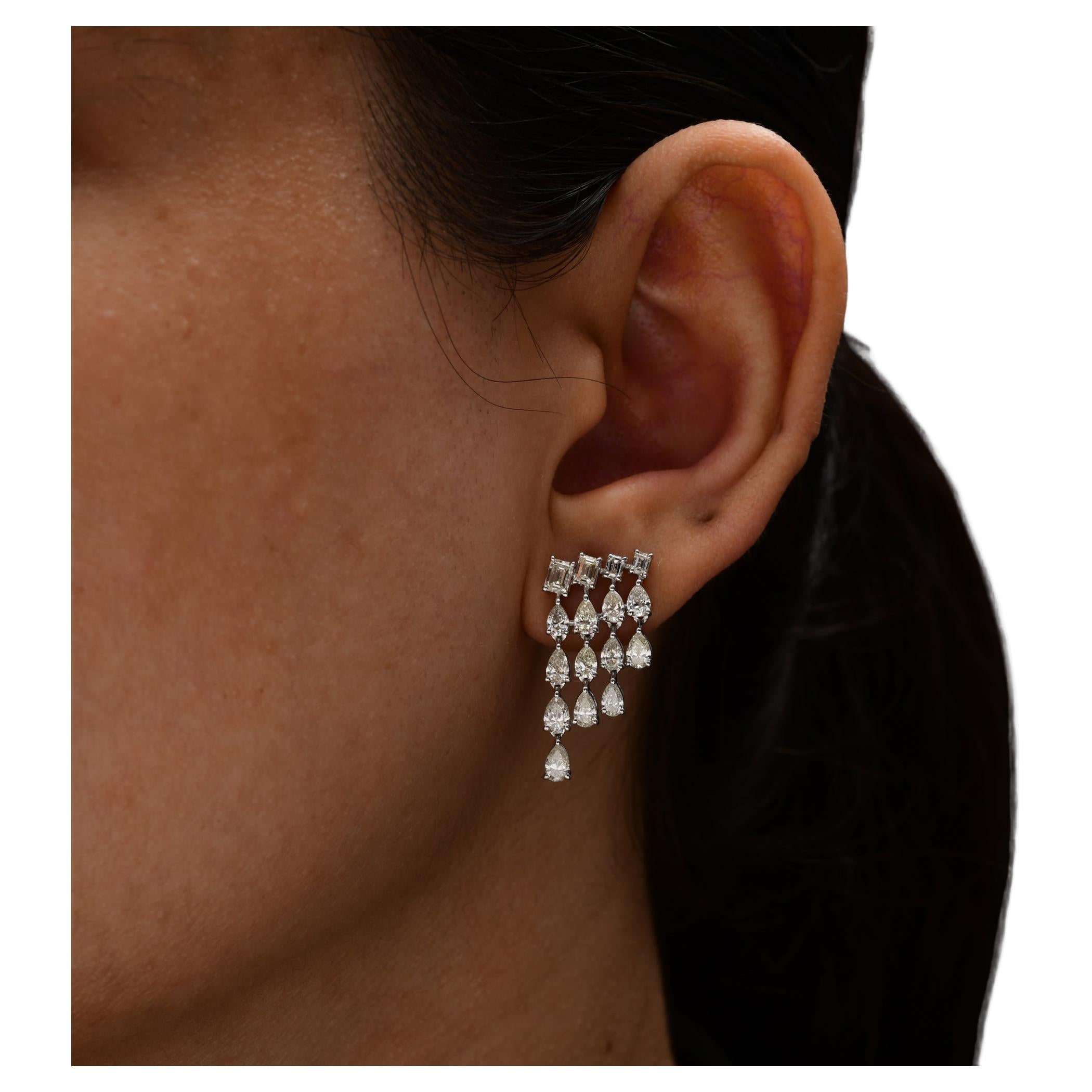 2,91 Karat SI Reinheit HI Farbe Multi Shape Diamant Ohrringe 18 Karat Weißgold