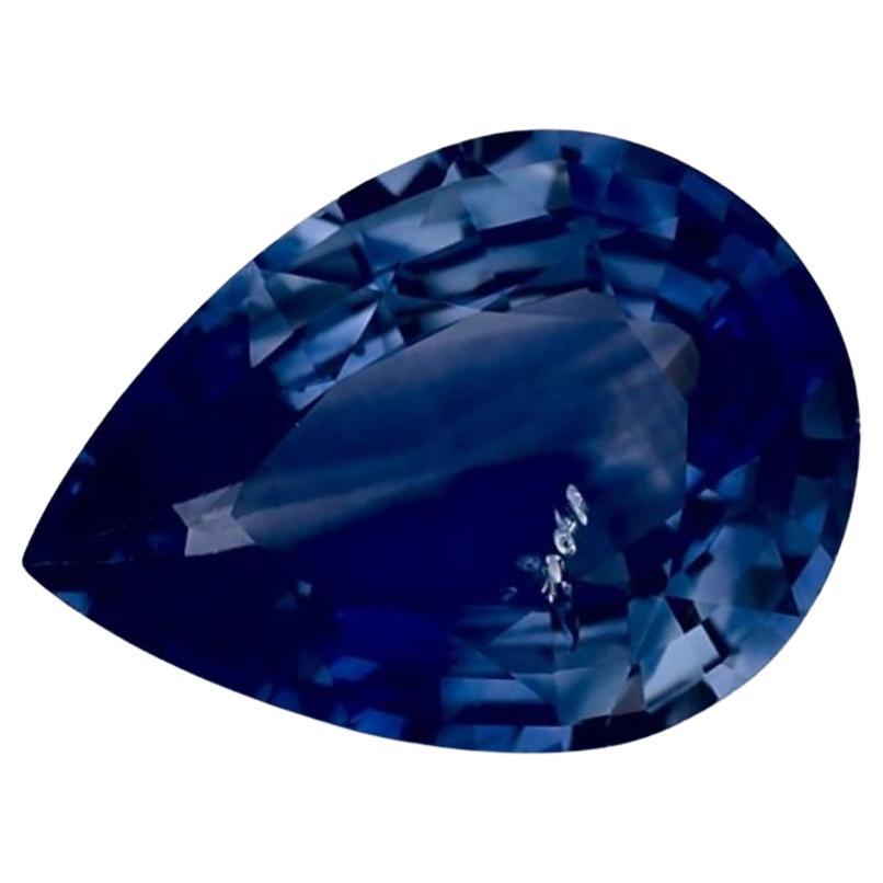 2.91 Ct Blue Sapphire Pear Loose Gemstone