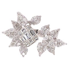 2.91 Carat 18k White Gold Fancy Illusion set Diamond Flower Ring