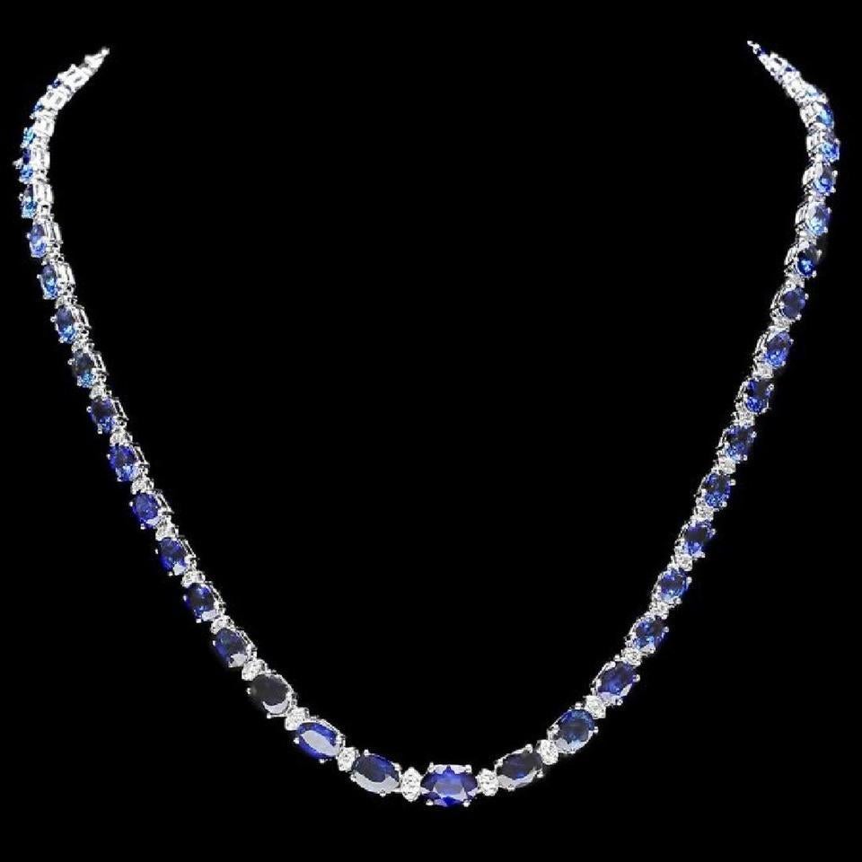 29.10Ct Natural Blue Sapphire and Diamond 14K Solid White Gold Necklace

Amazing looking piece!

Stamped: 14K

Total Natural Oval Blue Sapphires Weight is Approx. 28.00 Carats

Total Natural Diamond Weight is: 1.10Ct (SI1-SI2 / G-H)

Necklace Length