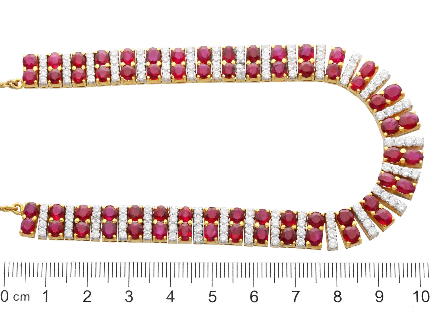 29.16 Carat Ruby, 5.54 Carat Diamond 21k Yellow Gold Necklace and Bracelet Set For Sale 8