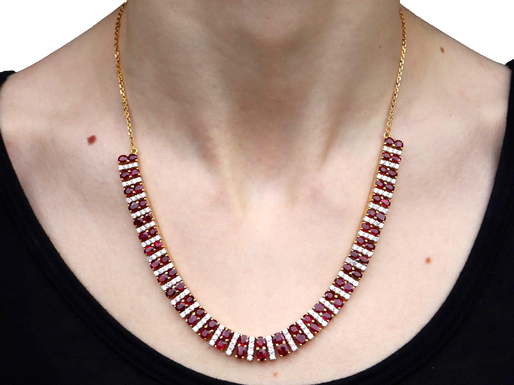 29.16 Carat Ruby, 5.54 Carat Diamond 21k Yellow Gold Necklace and Bracelet Set For Sale 9