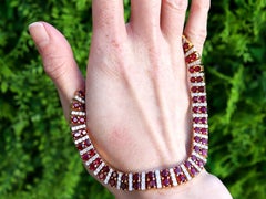 29.16 Carat Ruby, 5.54 Carat Diamond 21k Yellow Gold Necklace and Bracelet Set