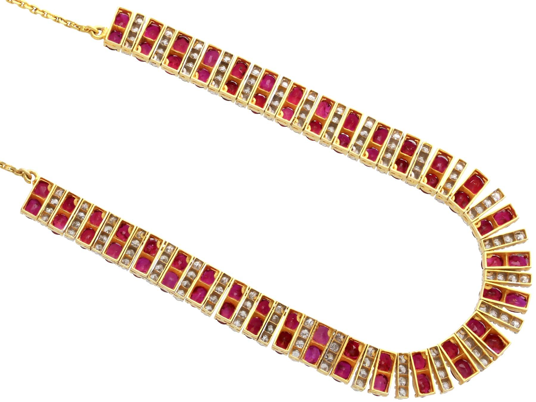 29.16 Carat Ruby, 5.54 Carat Diamond 21k Yellow Gold Necklace and Bracelet Set In Excellent Condition For Sale In Jesmond, Newcastle Upon Tyne