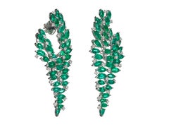 29.17 Carat Marquise Emerald Diamond 18 Karat White Gold Chandelier Earrings