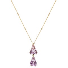 Collana in oro giallo con Kunzite e diamanti da 29.17 carati