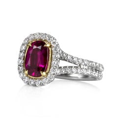 2.91ct Cushion Cut Ruby and Diamond Ring