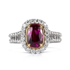 2.91ct Cushion Cut Ruby and Diamond Ring