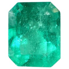 2.91ct Medium Green Colombian Emerald 10x8mm Emerald Cut Genuine May Birthstone