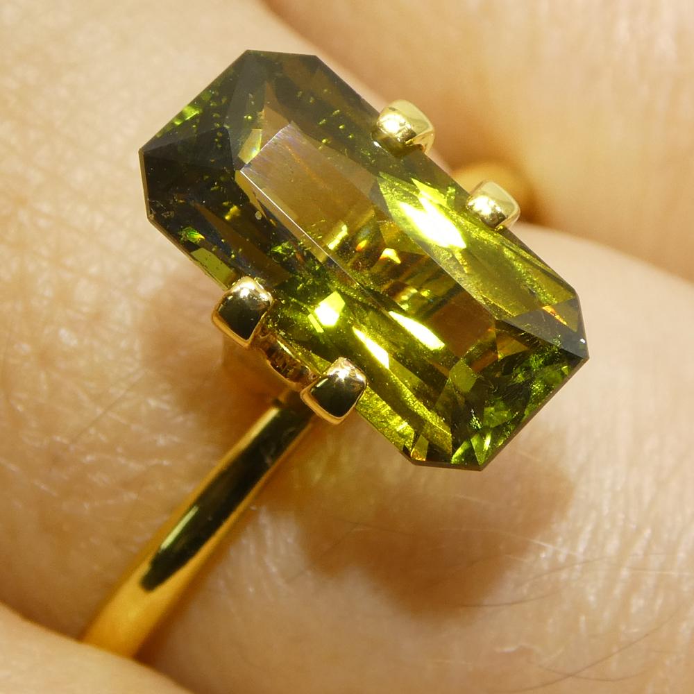 Alejandrita de 2,91 ct talla octogonal/esmeralda verde amarillento a amarillo pardo GIA en venta 9