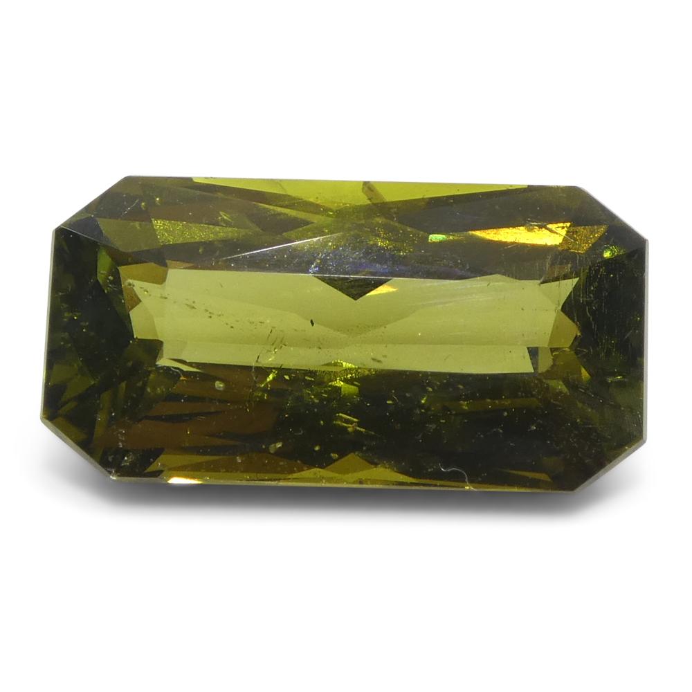 Femenino o masculino Alejandrita de 2,91 ct talla octogonal/esmeralda verde amarillento a amarillo pardo GIA en venta