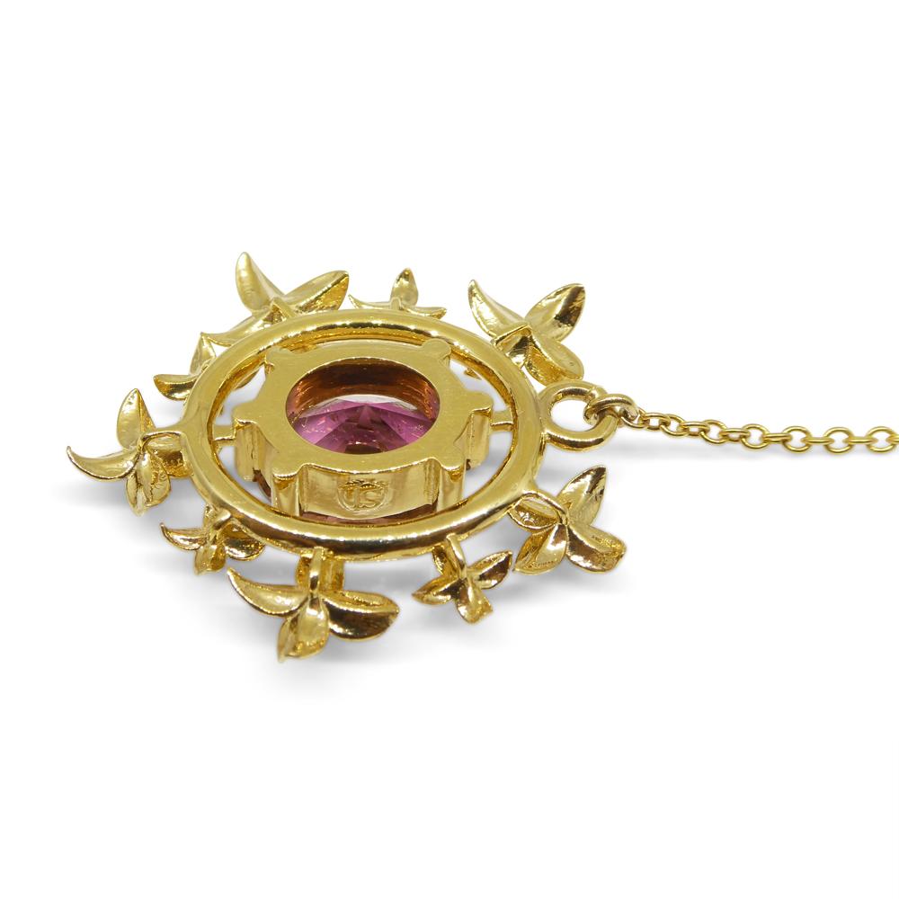 2.91ct Pink Tourmaline, Diamond Pendant set in 14k Yellow Gold, designed by Bell For Sale 5