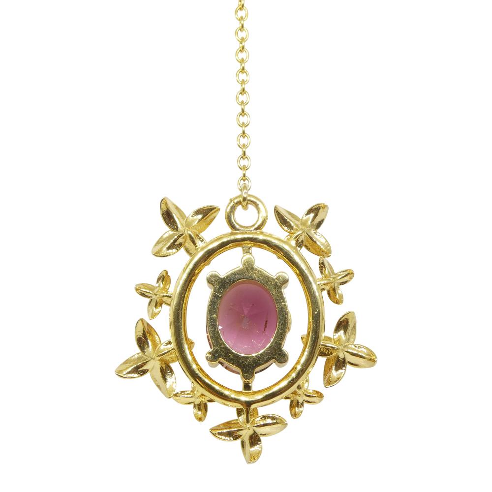 2.91ct Pink Tourmaline, Diamond Pendant set in 14k Yellow Gold, designed by Bell For Sale 7