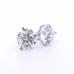Boucles d'oreilles en or 14k avec diamant rond de 2,91ct