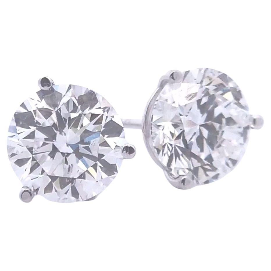 2.91ct Round Diamond Stud Earrings in 14k Gold