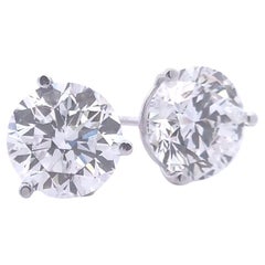 2.91ct Round Diamond Stud Earrings in 14k Gold