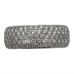 2.92 Carat F-G VS Diamond Multi-Row Domed Pavé Band in 18K White Gold
