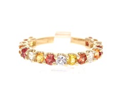 Contemporary 2.92ct Multicolored Sapphire 14k Yellow Gold Band Ring