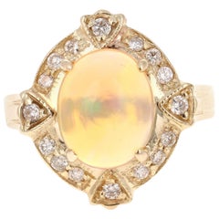 2.92 Carat Opal Diamond 14 Karat Yellow Gold Art Deco Ring