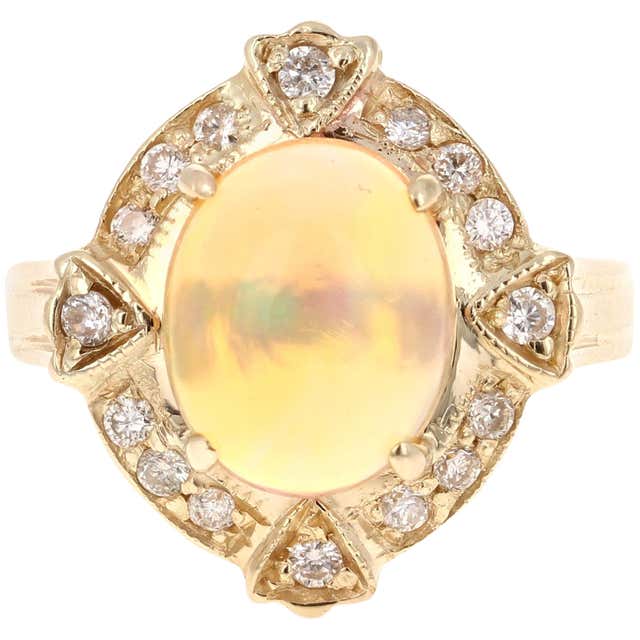 1.21 Carat Opal Diamond 14 Karat White Gold Ring For Sale at 1stDibs ...