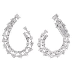 2.92 Carat Pear & Round Diamond Earrings 14 Karat White Gold Handmade Jewelry