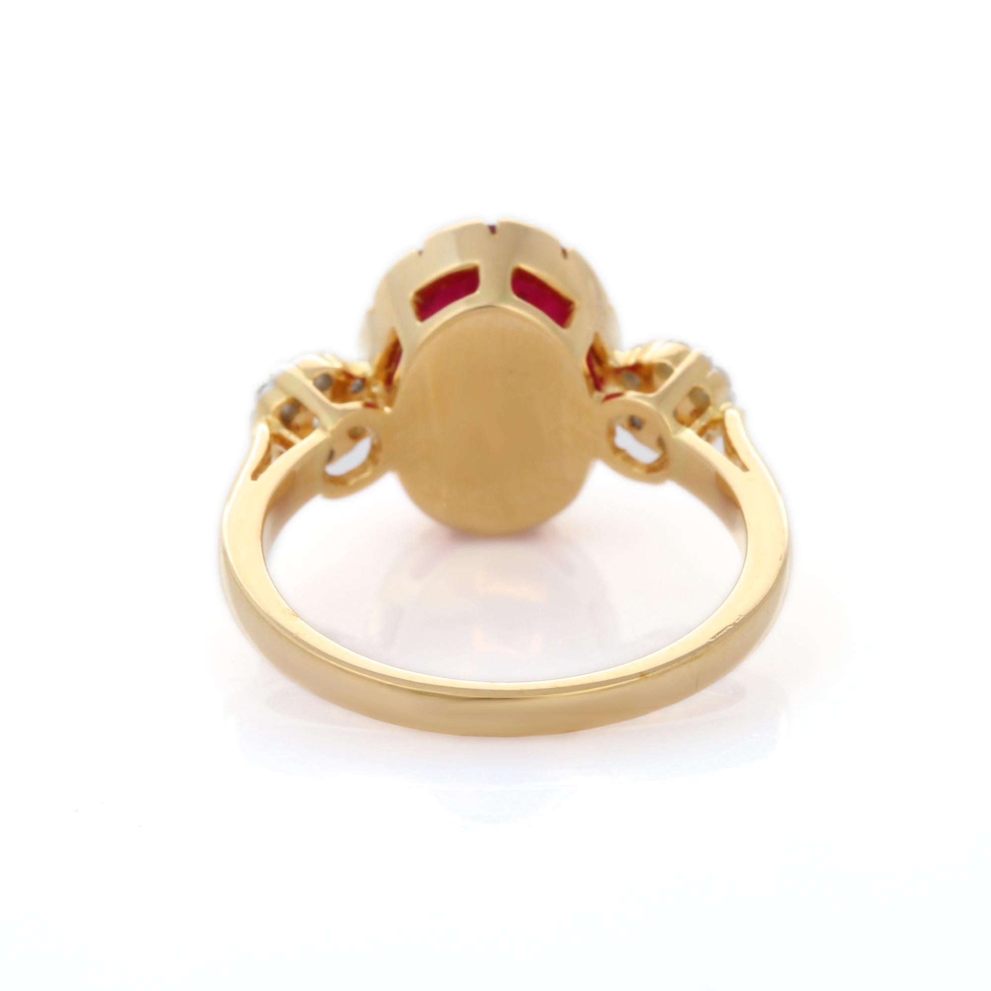 For Sale:  2.92 Carat Red Ruby and Diamond Engagement Ring in 18K Yellow Gold 5