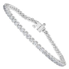 Bracelet tennis en or blanc 14 carats avec diamants taille ronde de 2,92 carats