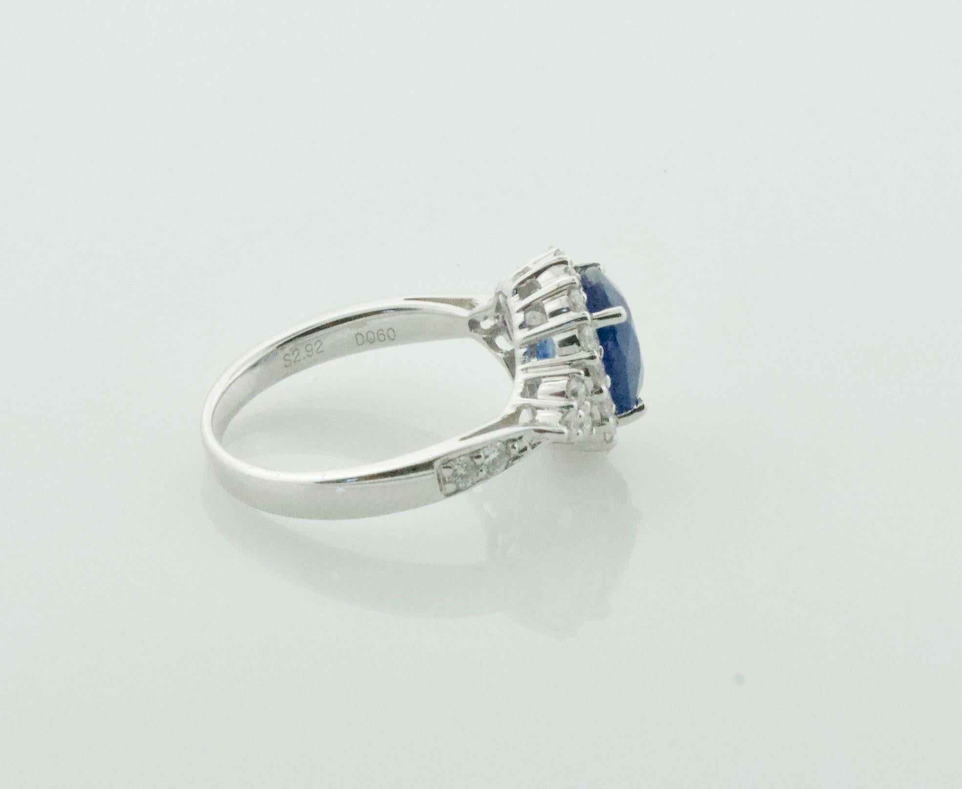 2.92 Carat Sapphire and Diamond Ring in 18k GIA Certified In New Condition For Sale In Wailea, HI