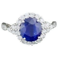 2.92 Carat Sapphire and Diamond Ring in 18k GIA Certified