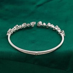 Bracelet manchette en or blanc 18 carats, serti d'un diamant de 2,92 carats, pureté SI, couleur HI