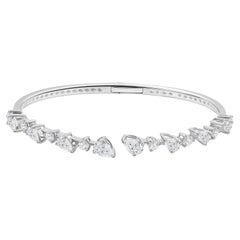 Bracelet manchette en or blanc 18 carats, serti d'un diamant de 2,92 carats, pureté SI, couleur HI